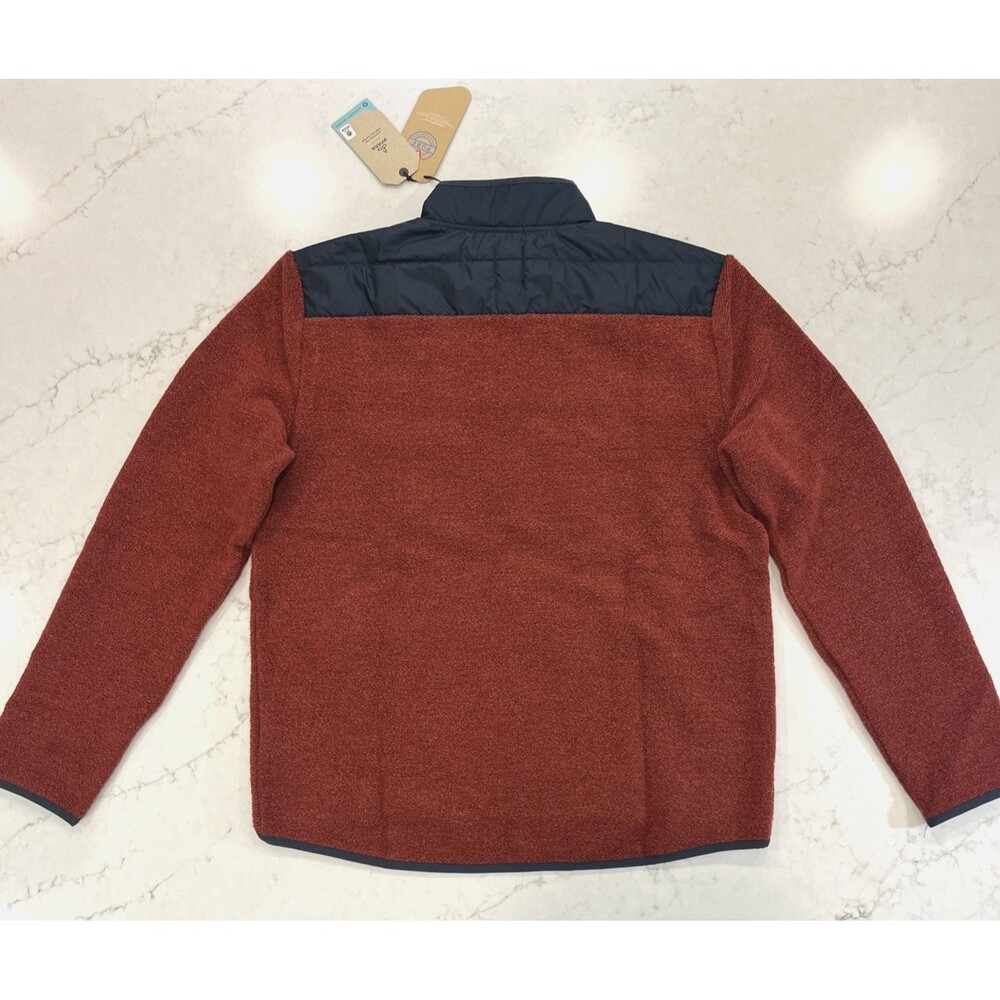 prAna NEW Mens XL Fleece‎ 1/2 Zip Quilted Pullover Jacket Wool Blend Red Blue - Picture 2 of 16